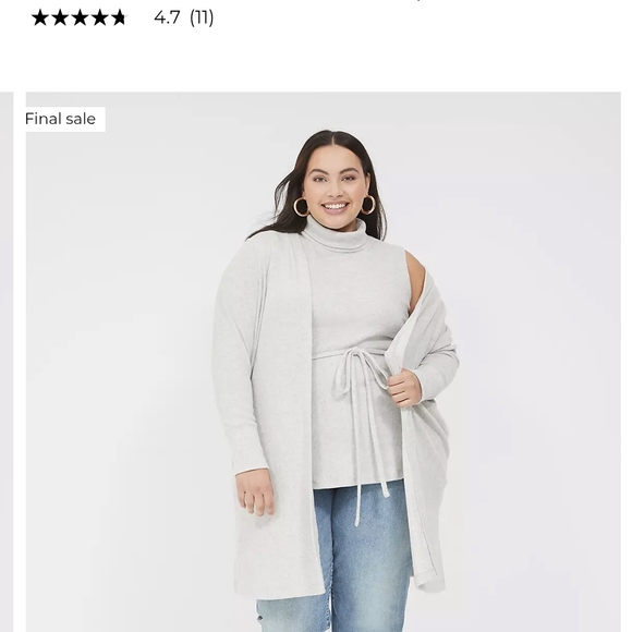 NWOT, "Lane Bryant", Sleeveless Turtleneck Tie-Top And Long Sleeve Cover Up - Picture 10 of 11